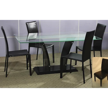 5-Piece Glass Top Dining Table Set